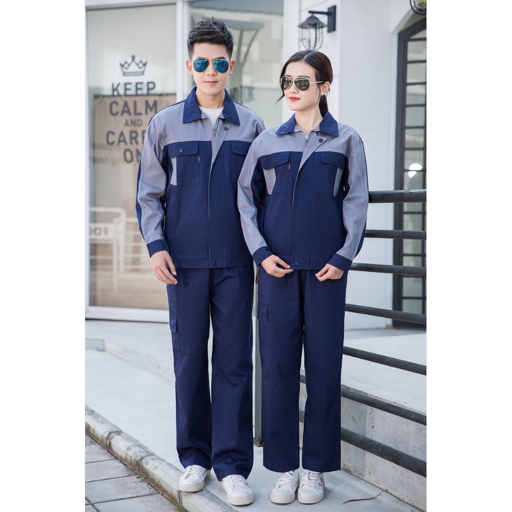 时尚拼色款长袖 耐磨佛山工作服