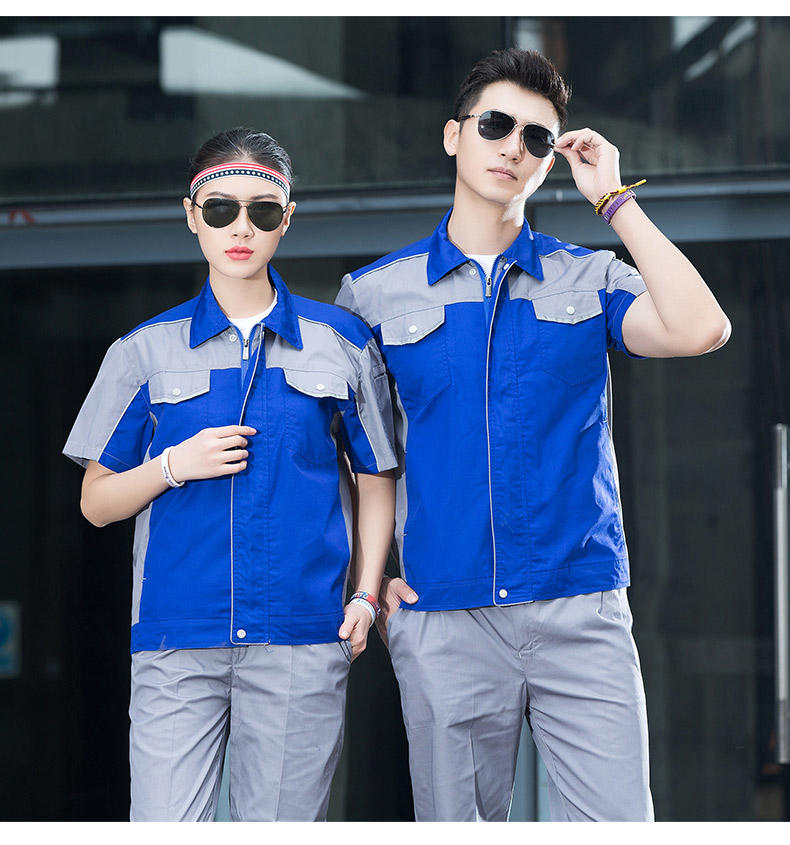 多拼色款夏装短袖 三水厂服工衣