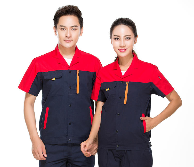 夏季明扣拼色薄款短袖 肇庆制服工衣