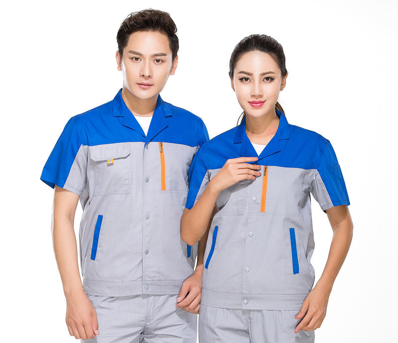 夏季明扣拼色薄款短袖 肇庆制服工衣