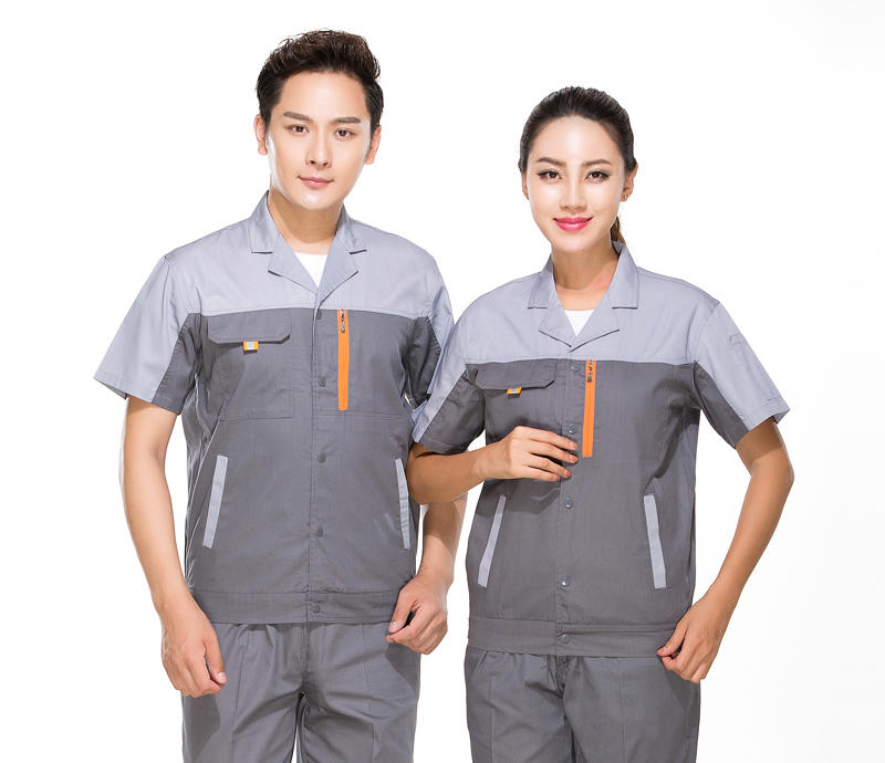夏季明扣拼色薄款短袖 肇庆制服工衣