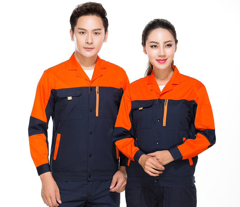 夏季薄款长袖明扣工作服 三水厂服