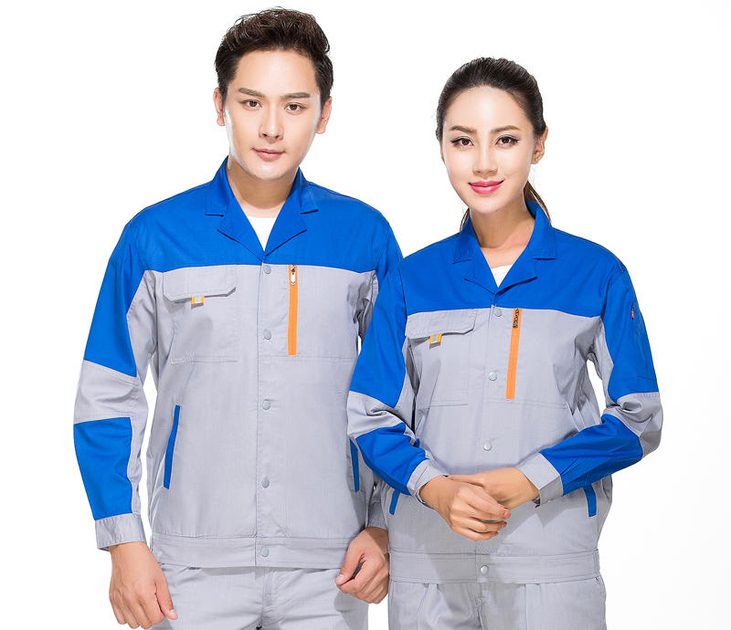 夏季薄款长袖明扣工作服 三水厂服