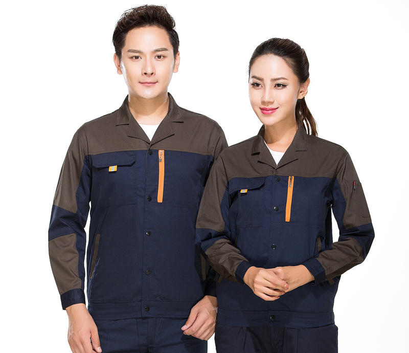 夏季薄款长袖明扣工作服 三水厂服