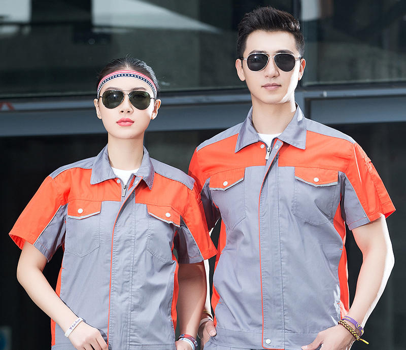 多拼色款夏装短袖 三水厂服工衣