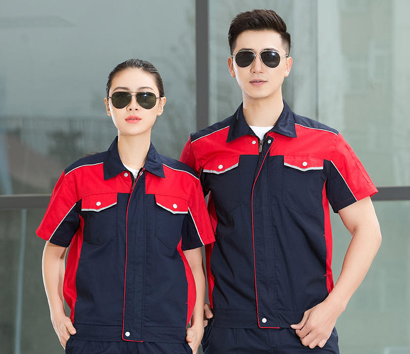 多拼色款夏装短袖 三水厂服工衣