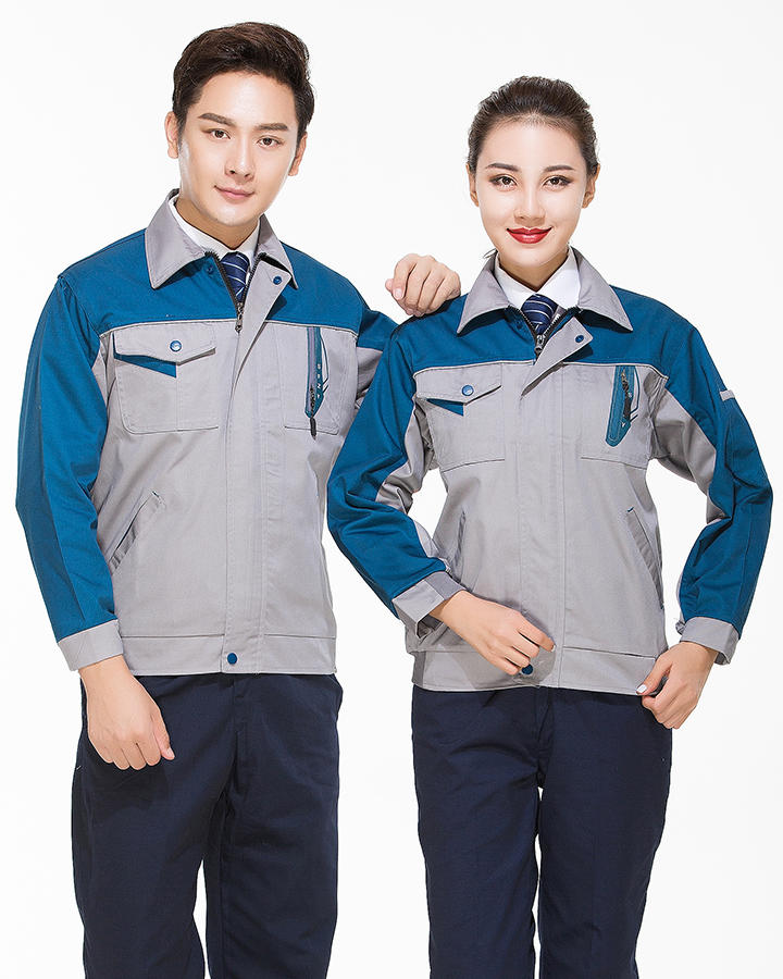 拼色长袖工作服 秋款顺德工衣制服