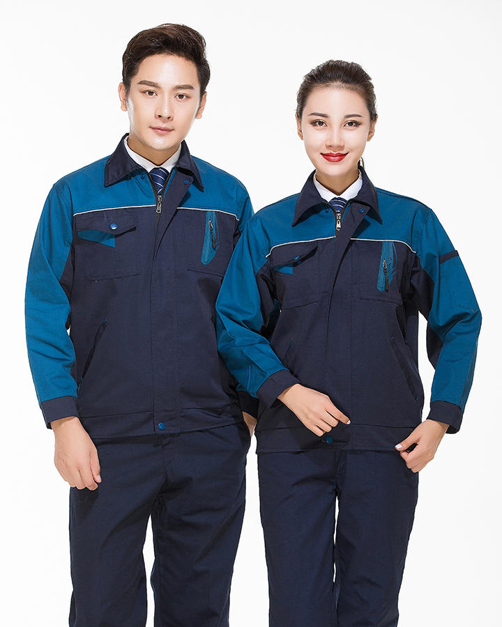 拼色长袖工作服 秋款顺德工衣制服