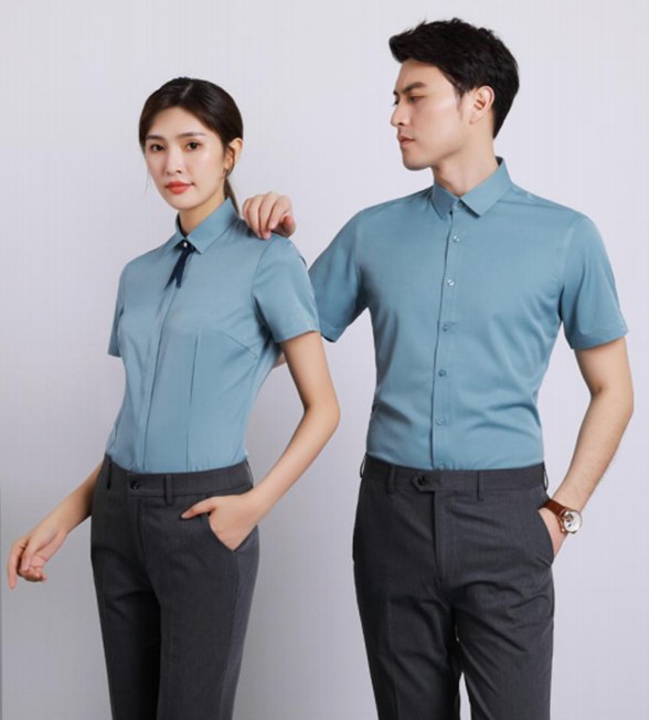 免烫无缝压胶衬衣 精品短袖