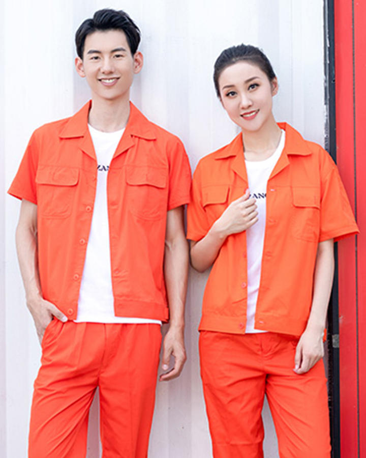 现货薄款夏装短袖工作服 江门厂服