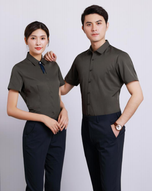 现货免烫短袖衬衣 中山制服