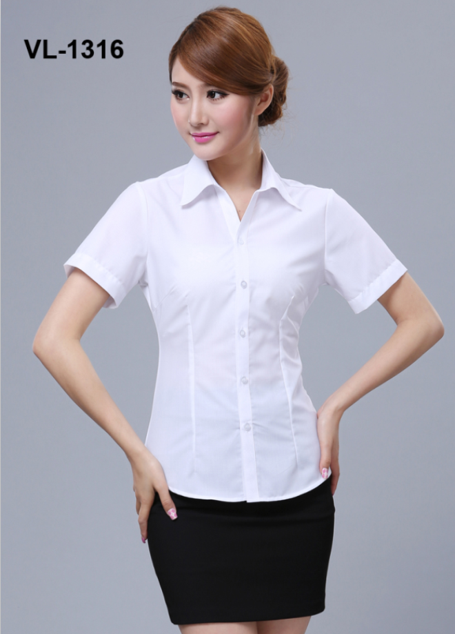 现货短袖V领免烫衬衣 顺德工作服